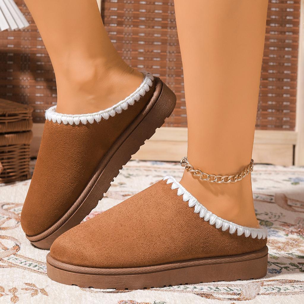 Winter 2024 Warm Fluffy Woman Slippers Soft Bottom Non Slip Thick Plush Clogs Women Casual Platform House Shoes Slides 43