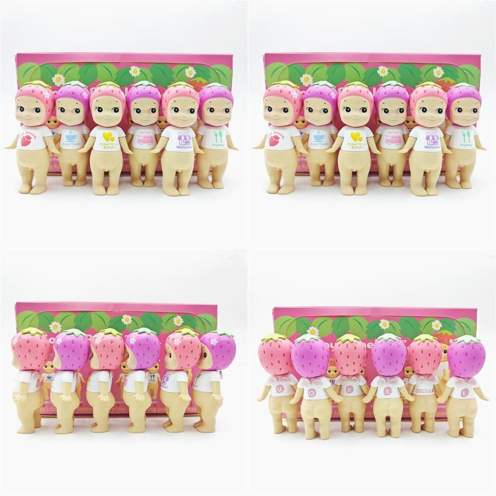 Entzückende Erdbeer-Engel-Figuren Blind Box PVC Sammelspielzeug für Kuchen Geschenke