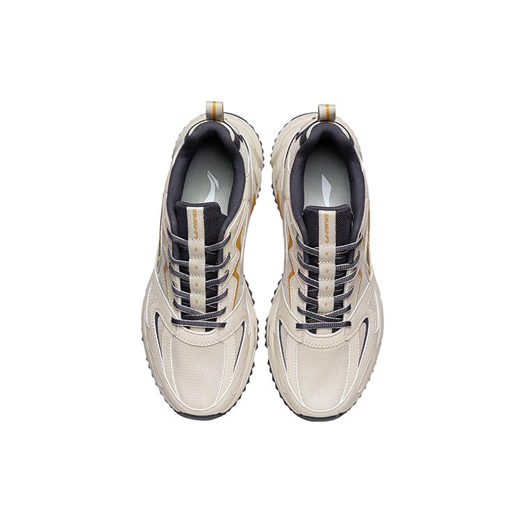 New LiNing Support Trendy Non slip Lightweight Low Top Sports Casual Shoes Beige Yellow ARLQ001-7