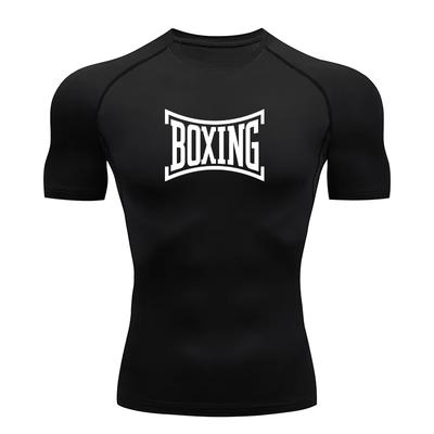 Printed Men's Tight Running Compression Compression T Shirt Gym Fitness Jogging Short Sleeve Male Casual Shirt Tops RL0364