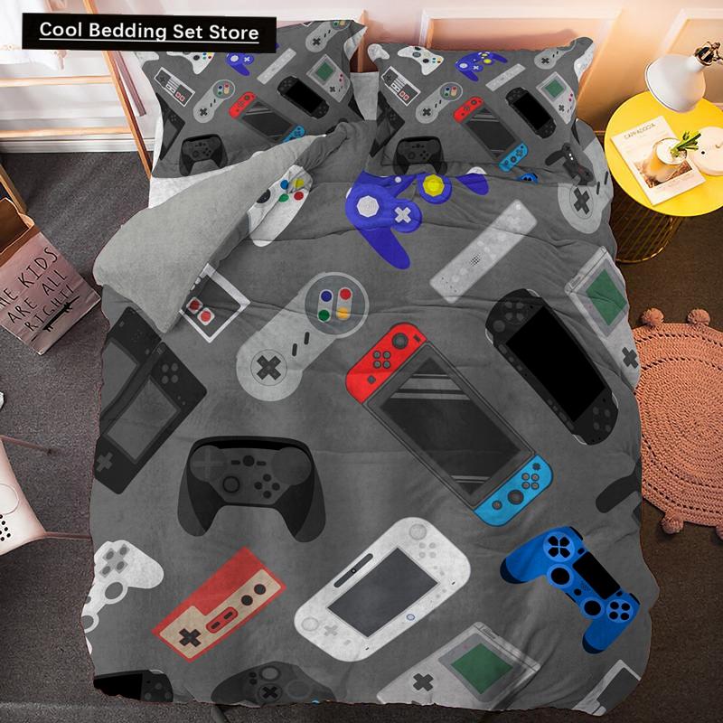 Boys Gamer Bedding Set Cartoon Game Luxury Duvet Cover King Queen Double Comforter Cover Gaming 2/3pcs Polyester Quilt Cover