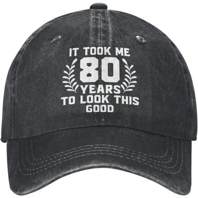 80 Years To Look This Good Funny 80th Birthday Baseball Cap Vintage Washed Denim Trucker Hat Adult Casual Gift