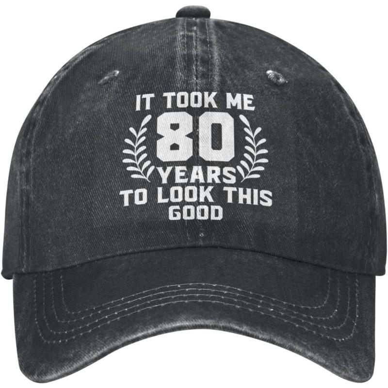 

80 Years to Look This Good Funny 80th Birthday Baseball Cap Vintage Washed Denim Trucker Hat Adult Casual Gift Can Be Adjusted чорний