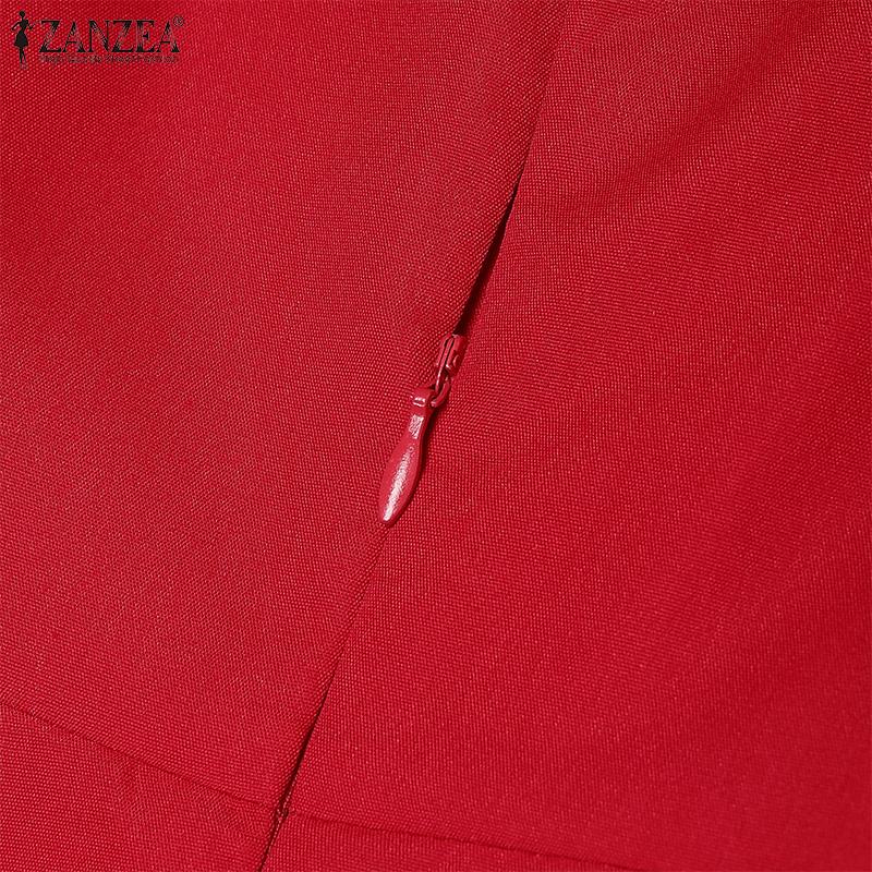 ZANZEA Women Casual Square Neck Summer Short Sleeve Dress