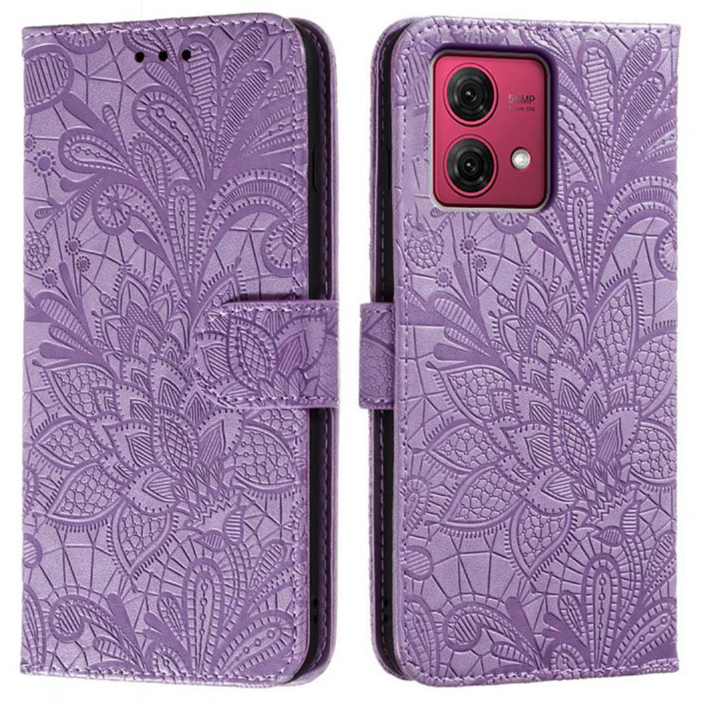 For Motorola Moto G84 5G Case Lace Flowers PU Leather Flip Wallet Phone Cover