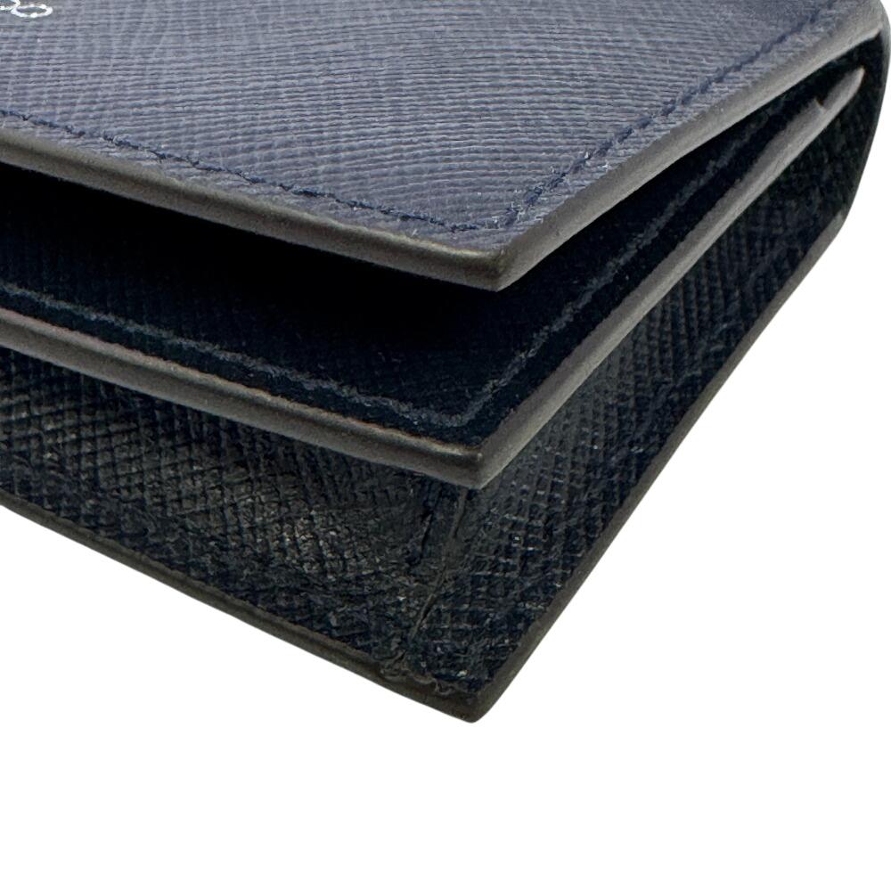 JIMMY CHOO name card holder logo leather Card Case Navy leather Used