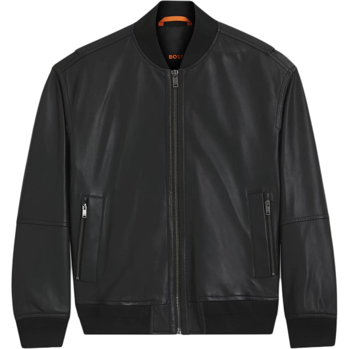 HUGO BOSS Leather Jackets Men`s Black