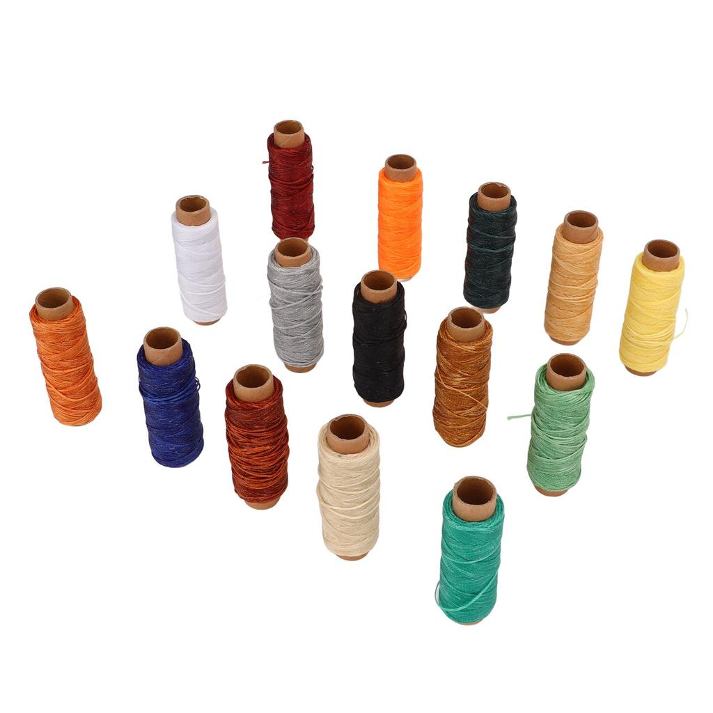 15pcs Waxed Thread 15 Colors 50 Meters Length DIY Making Leather Wax Coated Sewing Thread for Handwork Crafts