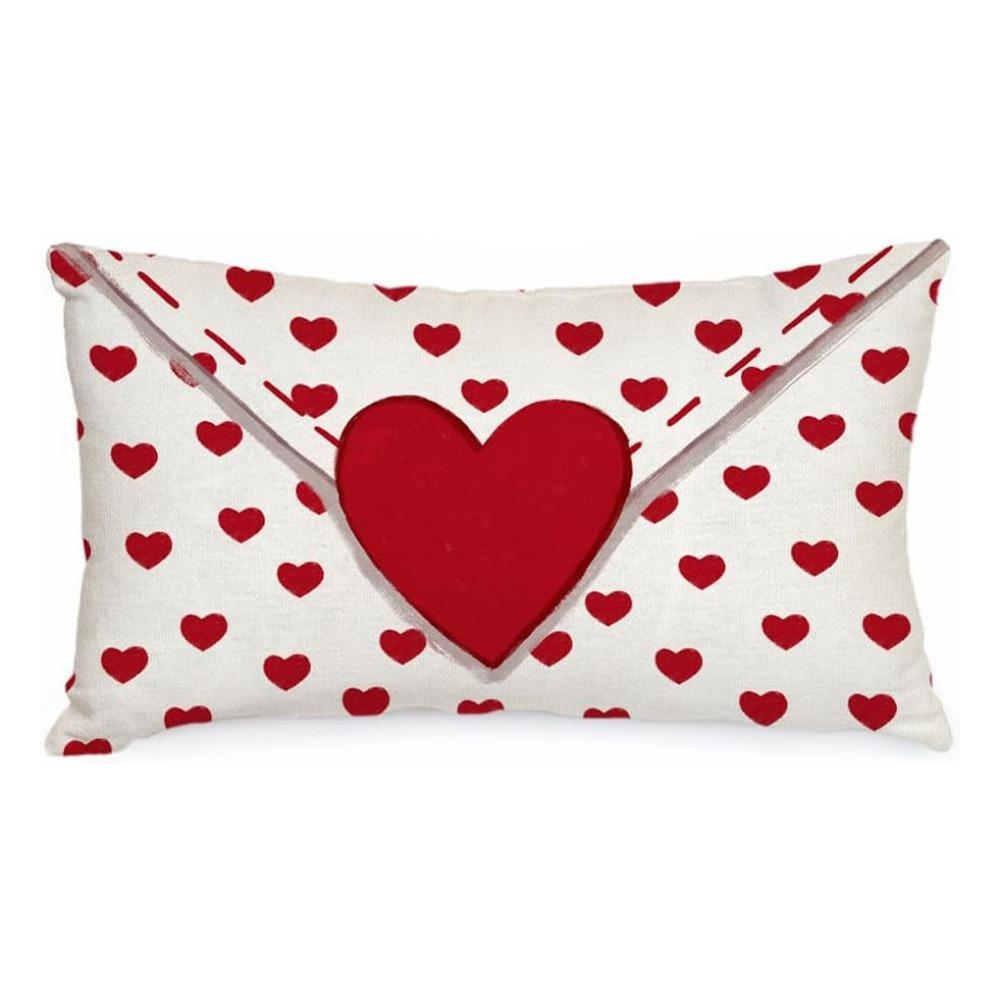 Fashion Red Heart Envelope Throw Pillow Cover Polyester Soft Wedding Cushion Case Pillowcase Decoration for Sofa Couch