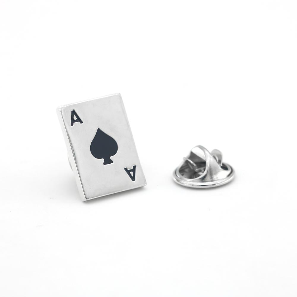 Poker Ace Design Suit Pin For Men Fashion Brooch Lady'S Lapel Pin Clothing Backpack Badge Quality Brass Material
