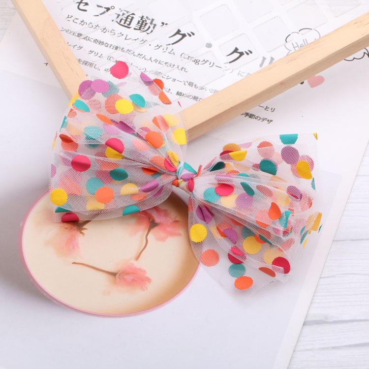 Bunte gepunktete Netzschleife Haarspange für Kinder
