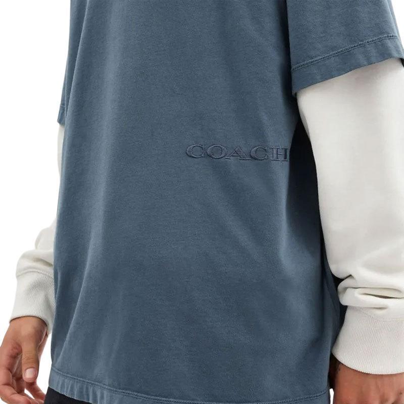Coach Cotton Dyed T-Shirt Men Tops Navy-Blue CU463-B5H