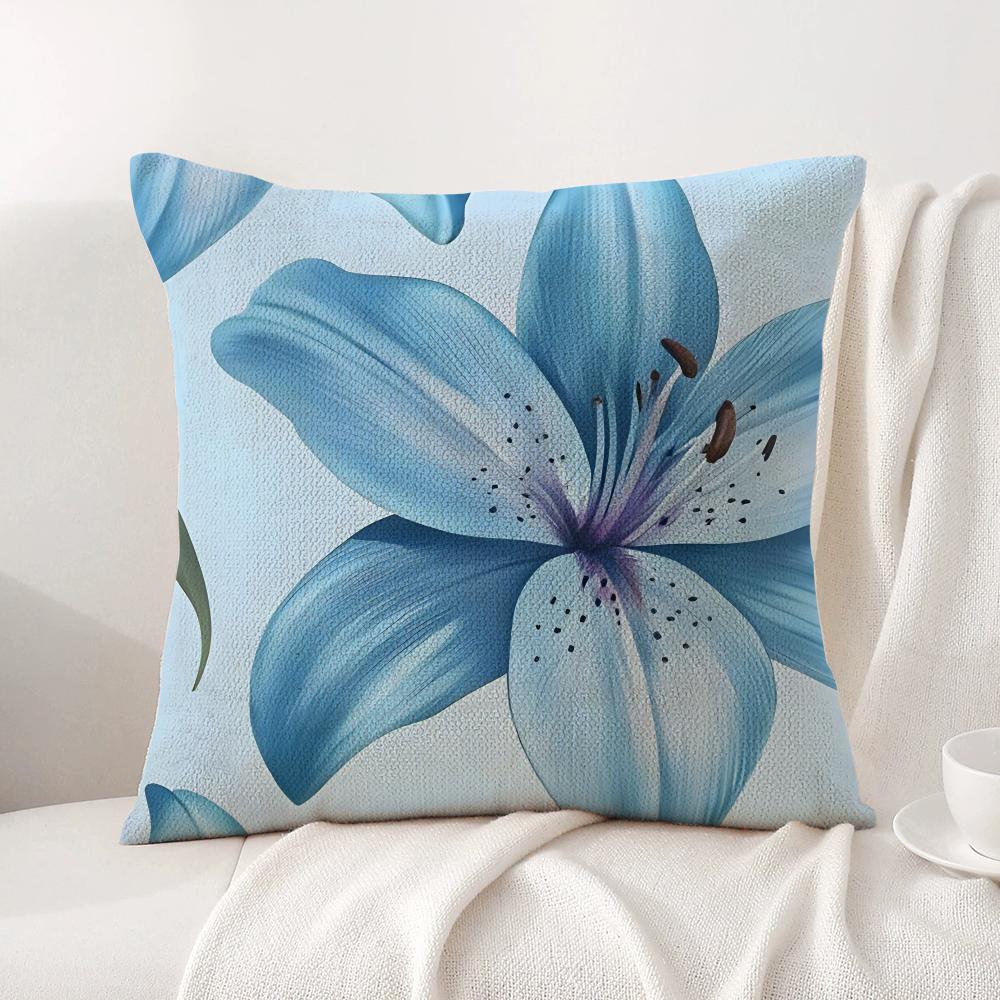 Classic Lily Cushion Cover Natural Linen Organic Fabric DoubleSided Printing Sofa Home Decor Gift Pillow Cover