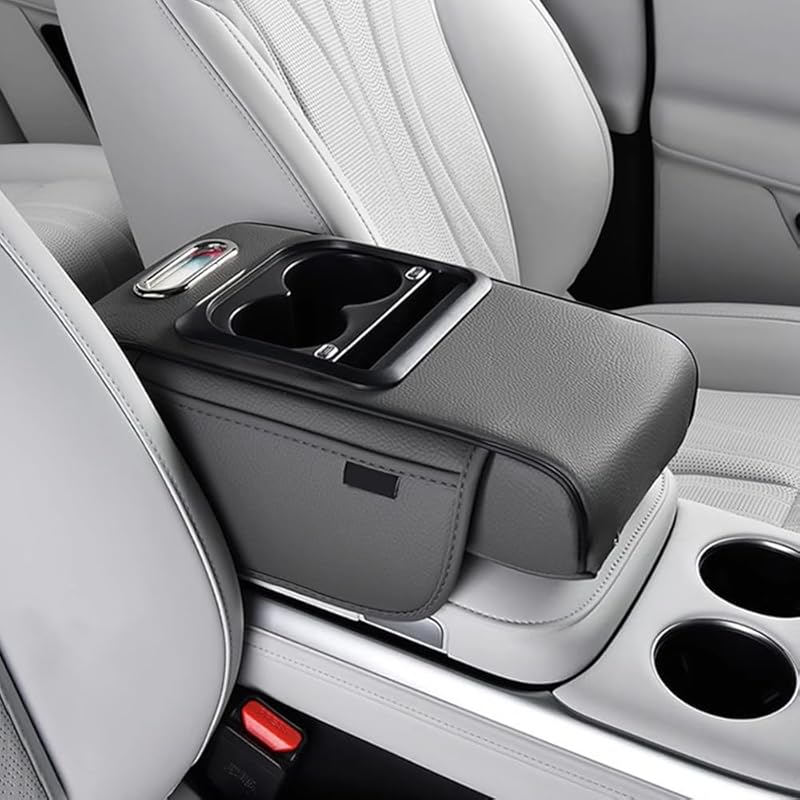 Multifunctional PU Leather Car Armrest Box Mat, 2026 New Universal Car Armrest, Durable Center Console Organizer for Family Travel, Portable Cars