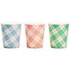 Nippon Dixie Paper Cups, 205ml, Checkered Pattern, 3-Color Assortment, 30-Count x 5, Made in Japan, Daily Check Cups, KHN307DC