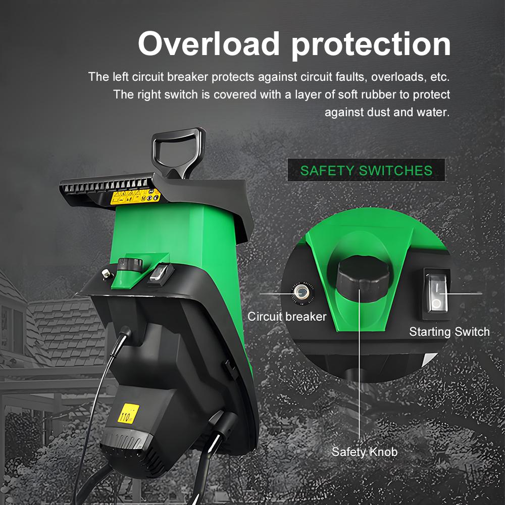 Electric Leaf Crusher 2400W High Power Hand-Pushed Wood Shredder Garden Pruner Tree Shred Machine Efficient Outdoor Garden Tool