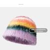 Colorful Striped Knitted Hat Soft Cotton Crochet Beanie Hat New Woolen Bucket Cap  Unisex