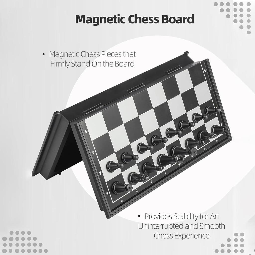 10 Zoll Magnetisches Schachbrettspielset aus Kunststoff|Langlebig & Leicht|Faltbares Schachset mit magnetischen Figuren