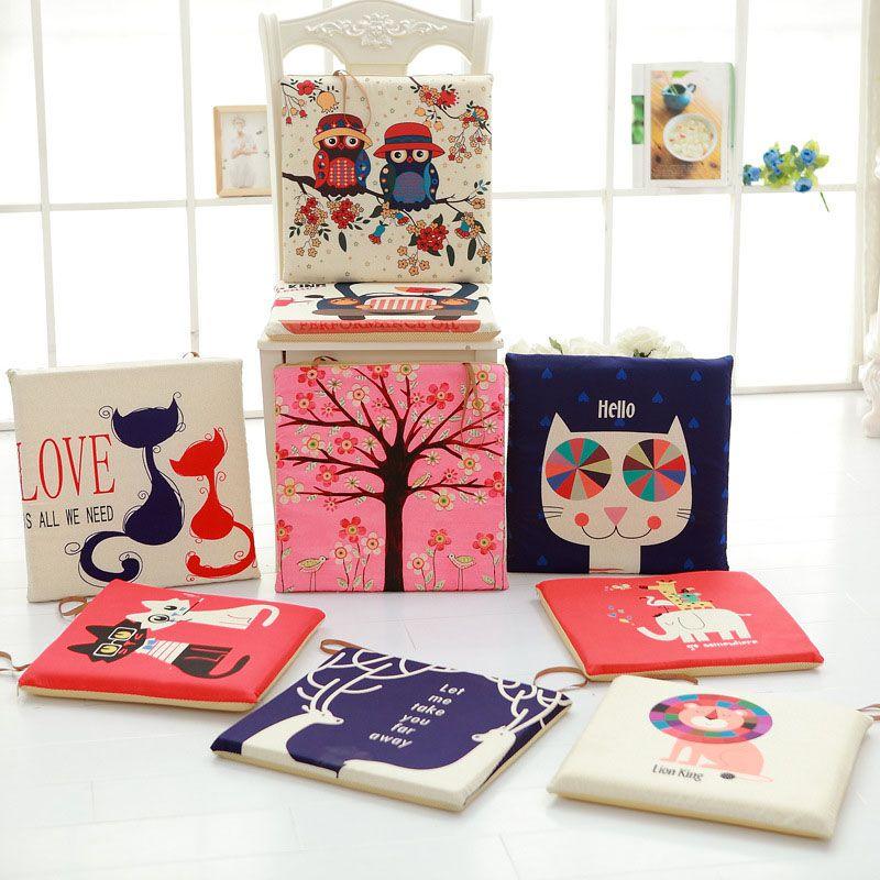 Cartoon-Muster Memory-Schaum Quadratische Stuhlkissen mit abnehmbarem waschbarem Bezug