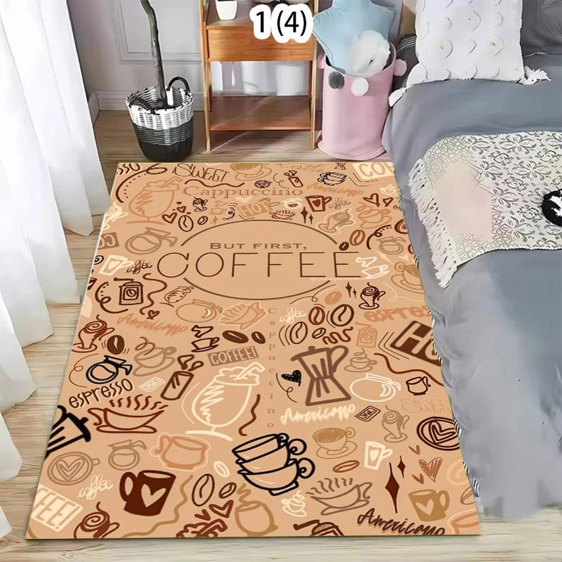 

Coffee Theme Living Room Carpet Retro Coffee Pattern Area Rug American Vintage Style Home Decor Soft Non-slip Floor Mat 40X60cm
