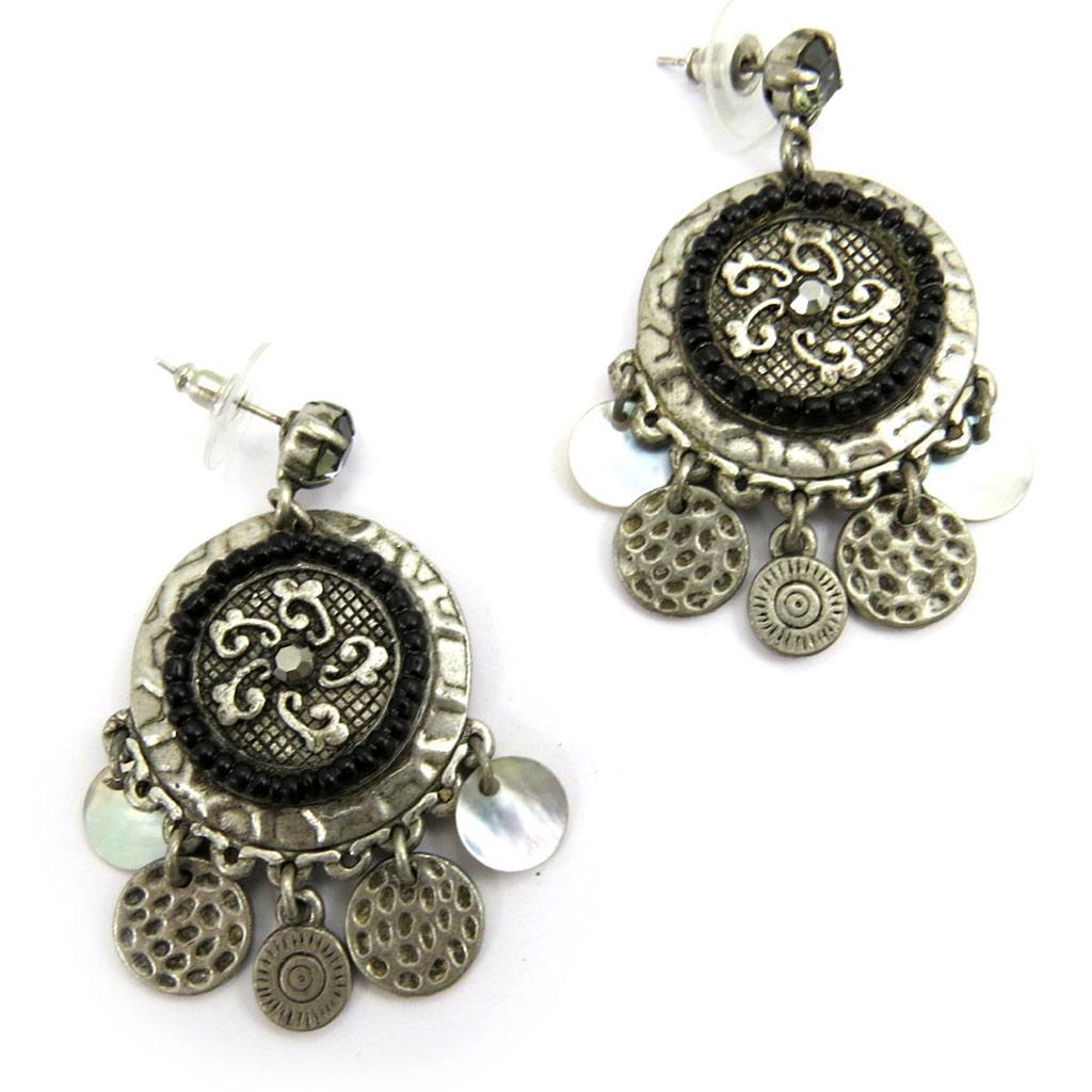 Les Trésors De Lily [E5899] - Silver Gray 'Memories of the Past' Designer Earrings