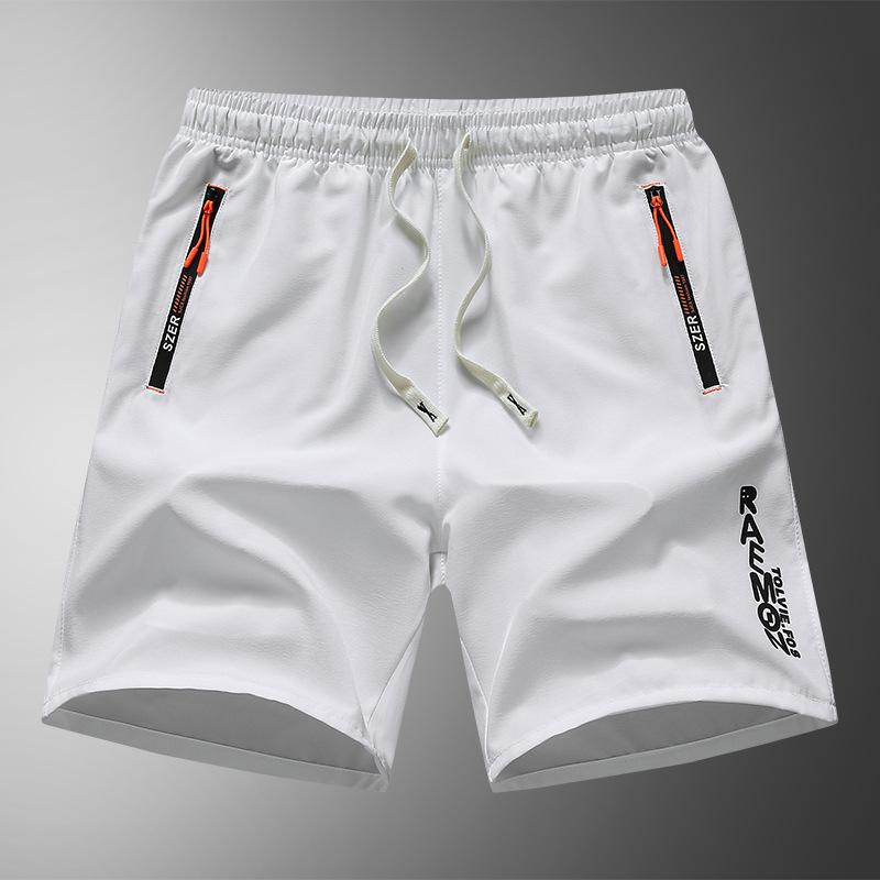 Herren Sommer Sport Shorts Dünne Atmungsaktive Buchstaben Druck Strand Mittelhose Casual Loose Schnürshorts Elastische Taille Shorts