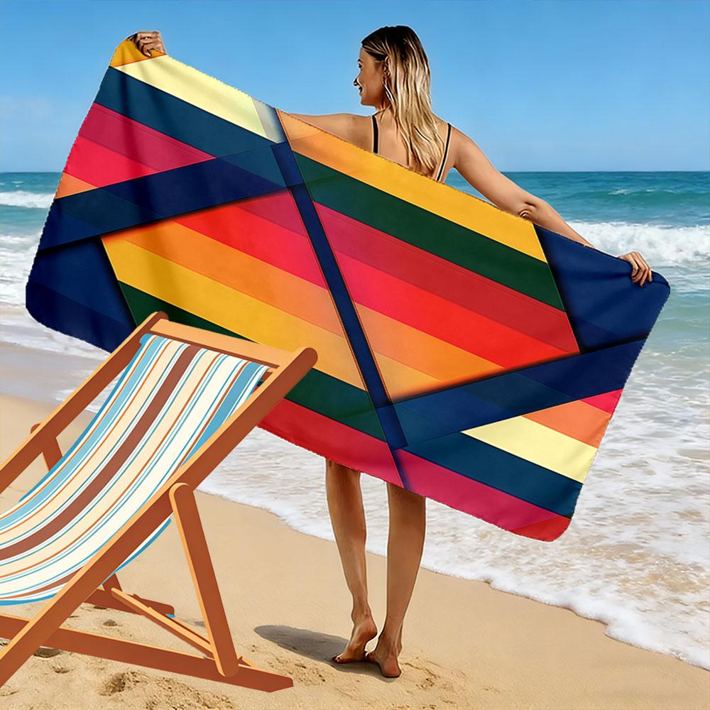 Colorful Geometric Pattern Towel Beach Towel Quick-drying for Travel Outdoor Sports Jogging Beach and Swimming