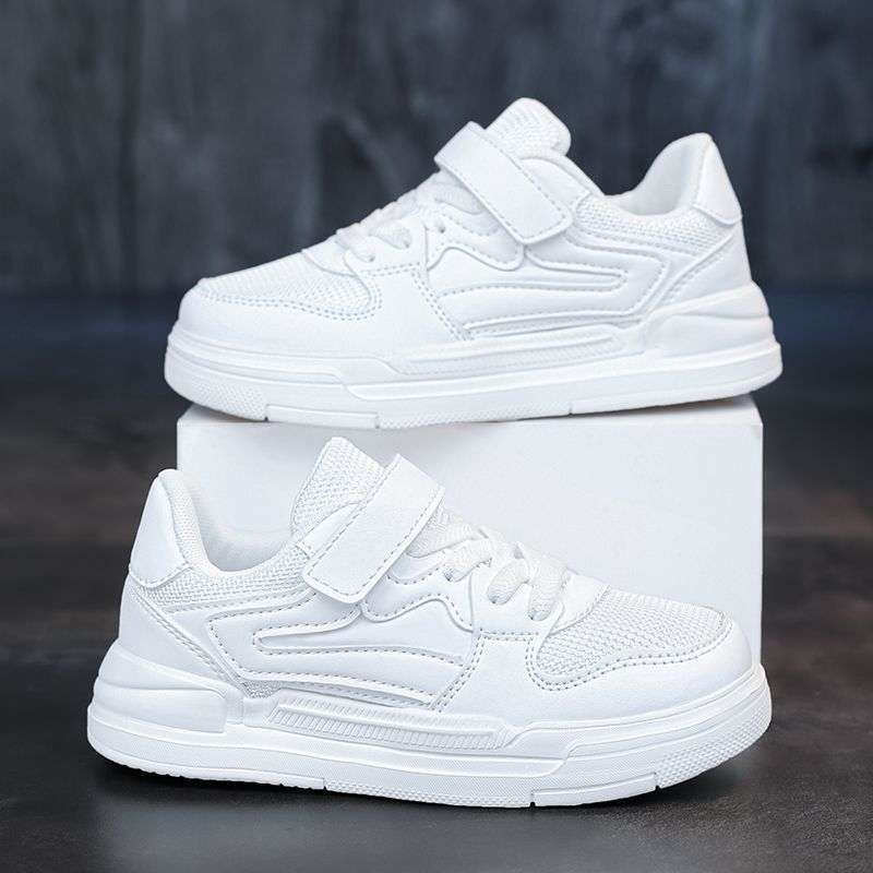 Boys Net Shoes Lightweight Breathable Non-slip Children's Shoes Boys Sports Little White Shoes Middle School Children Primary School Students Runnin