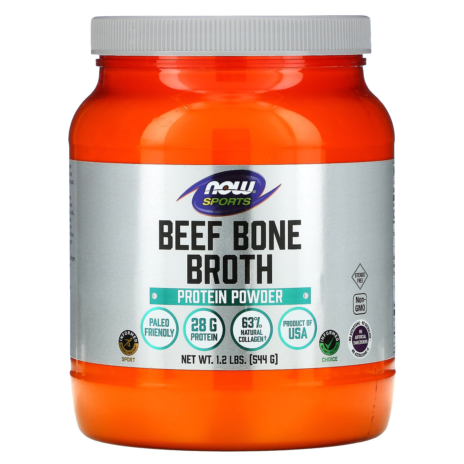 

NOW Foods, Sports, Beef Bone Broth, Protein Powder, 1.2 lbs (544 g)