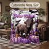Halloween Theme Throw Blanket Custom Name Text Personalized Blanket Soft Cozy Blanket for Home Sofa Bed