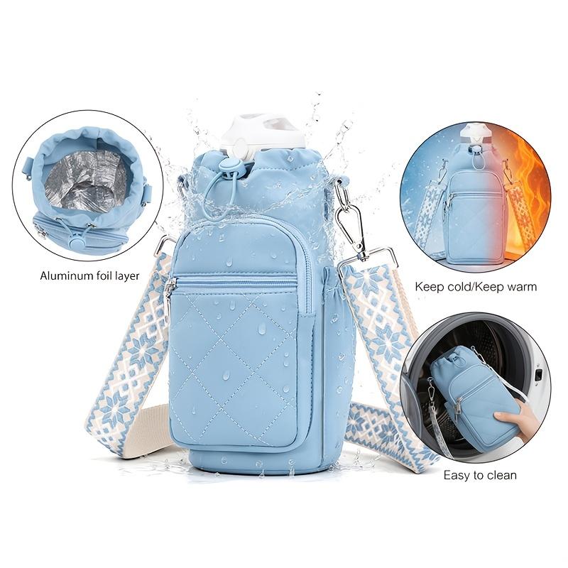 Crossbody Insulated Water Bottle Bag Adjustable Shoulder Strap Fit 40oz Drink Container Gym Daily Carry Gift Ladies Young Girls