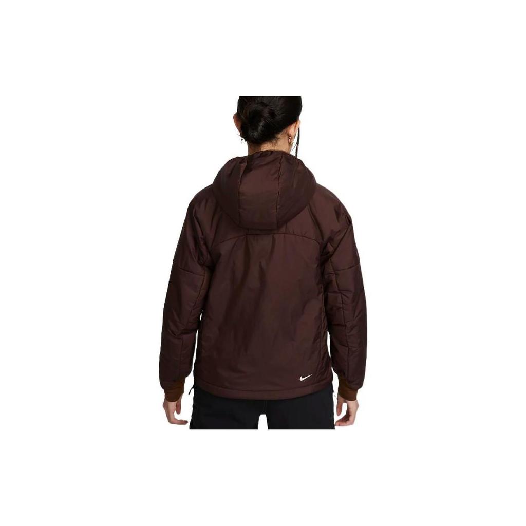 Nike Solid Casual Mini Logo Hooded Zip Jacket Women Outerwear Burgundy DQ5841-203