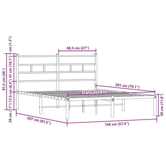 VidaXL Cadre de lit sans matelas avec tête de lit 140x200 cm, lit double, meuble de chambre à coucher, lit d'appoint, lit, 4017152