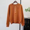 Autumn and winter new solid color loose high-end knitted sweater top lazy wind soft waxy sweater pullover woman