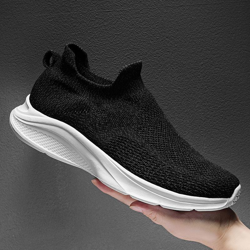 

New Spring Breathable Fly Knitted Autumn Socks Shoes Running Casual Soft Sole Non-slip Men s Sports Shoes 39 чорний