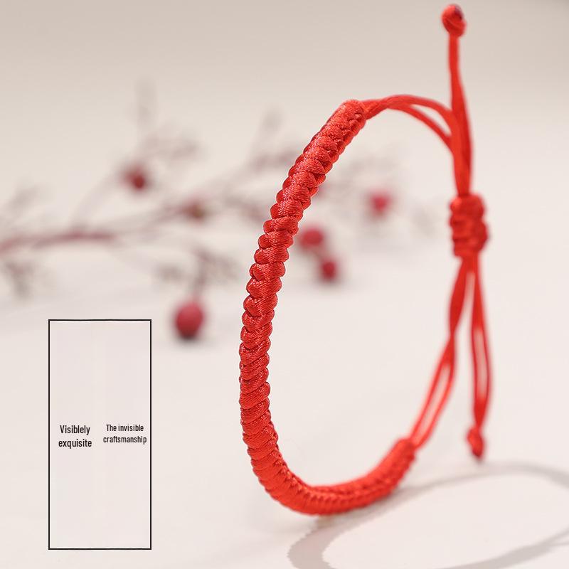 Adjustable Red Rope Bracelet with Pure Diamond Knot - Unisex Zodiac Design
