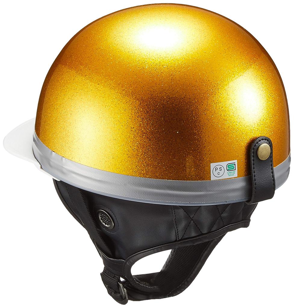 NBS Bike Parts Center Helmet Half Cork Half Three Button Gold Lame Free Size Circumference 701003 (Head 57cm~60cm)
