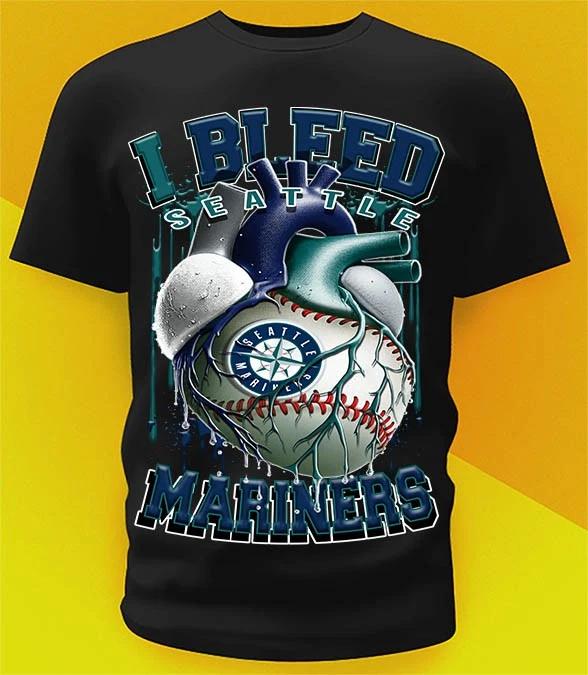 Seattle Mariners Bleed Shirt Sizes!! Youth-6XL S