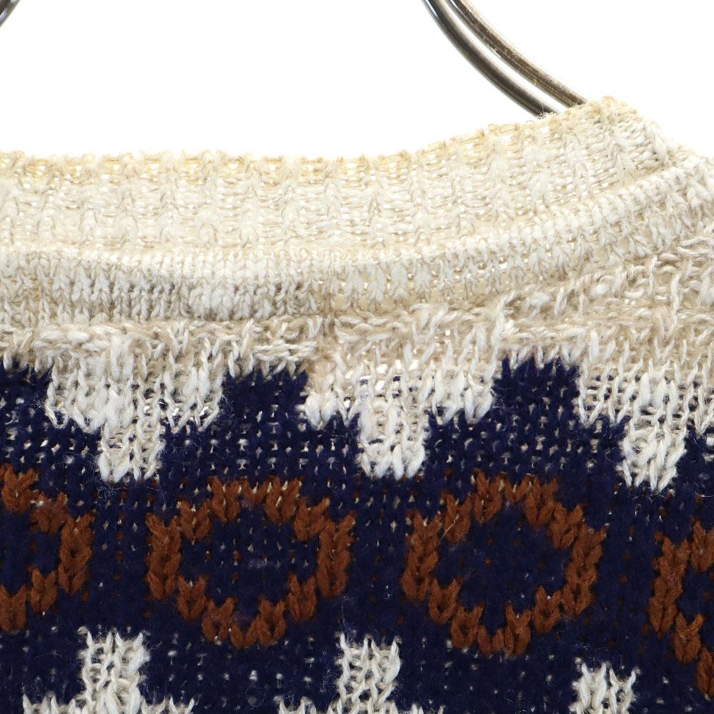 NEW ERA 80s Old USA made Border Pattern Long sleeve sweater L Men's Used