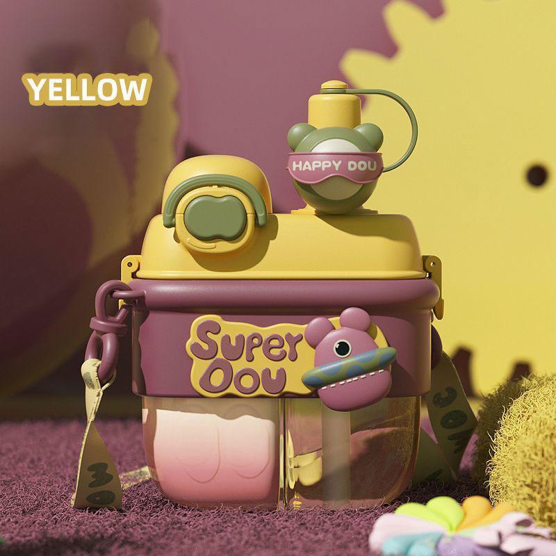 

Питьевая бутылка-непроливайка большой вместимости с двойной стенкой, дорожный чайник, портативная жёлтый