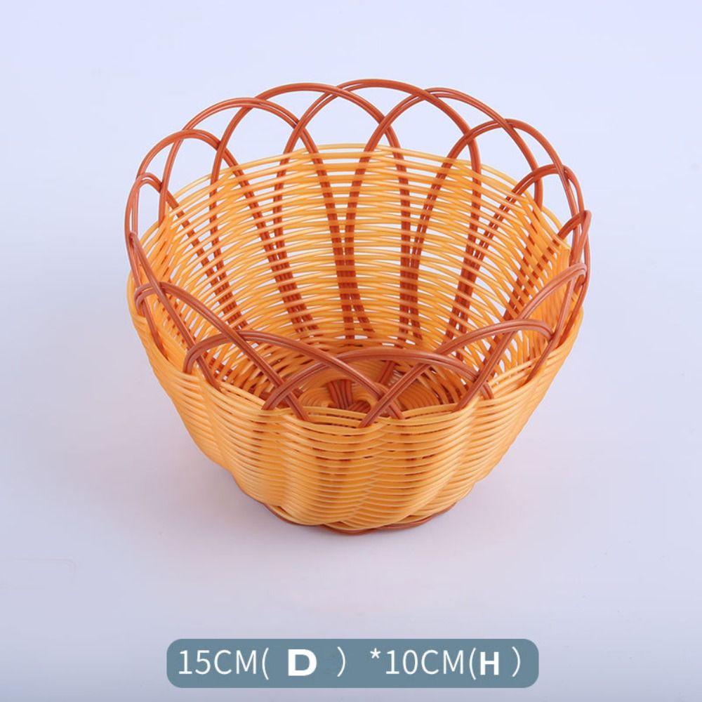 Handgewebte Kunststoff-Imitations-Rebe Obstplatte Härte Brot Obst Gemüse Körbe