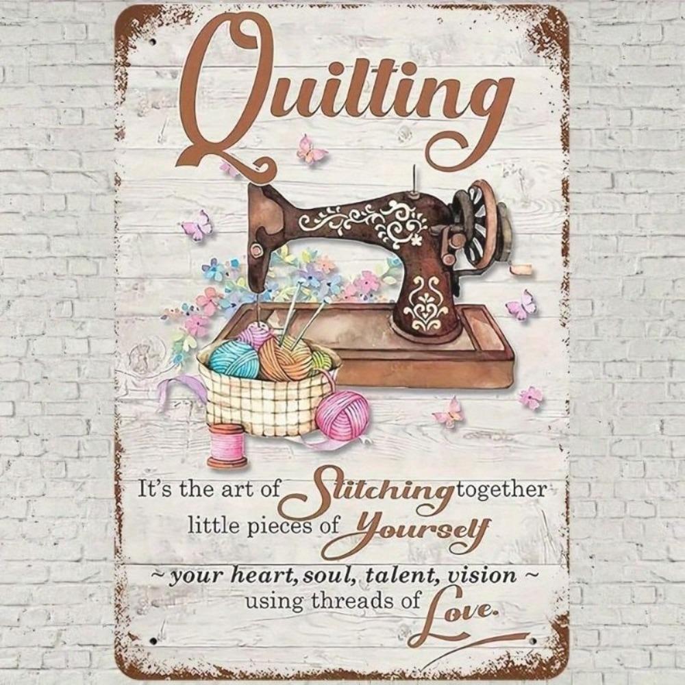 Vintage Sewing Machine Tin Sign Wall Art Decor for Home Cafe