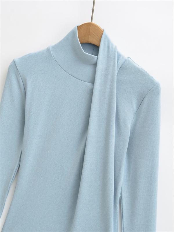 Women's Korean-Style Cashmere-Feel Slimming Long-Sleeve T-Shirt for Autumn/Winter.