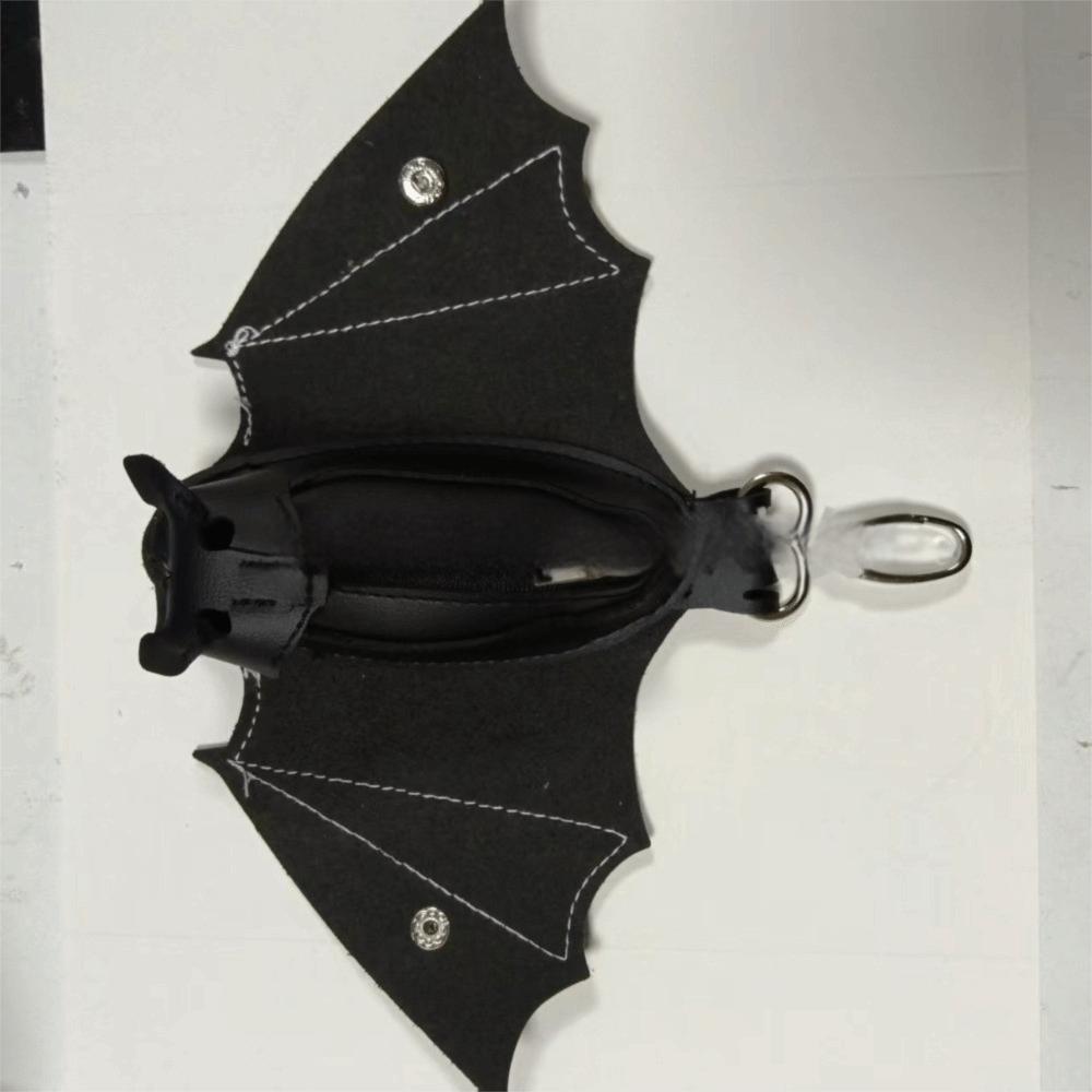 Creative Bat Wallet Keychain Coin Purse Leather Bat Keychain Funny Halloween Bat Pendant Key Decor