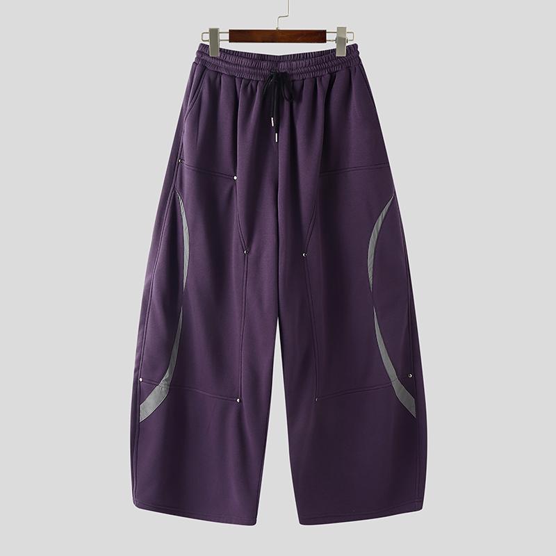 INCERUN Men Elastic Waist Casual Stitching Sports Sweatpants Long Pants with Pockets