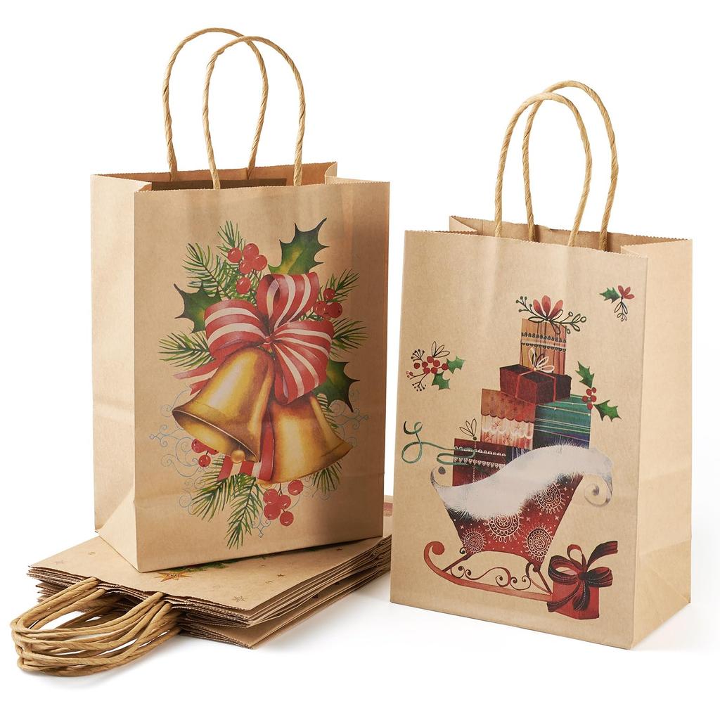 Christmas Santa Claus Snowflake Kraft Paper Handbag Marry Christmas Party Decor For Home