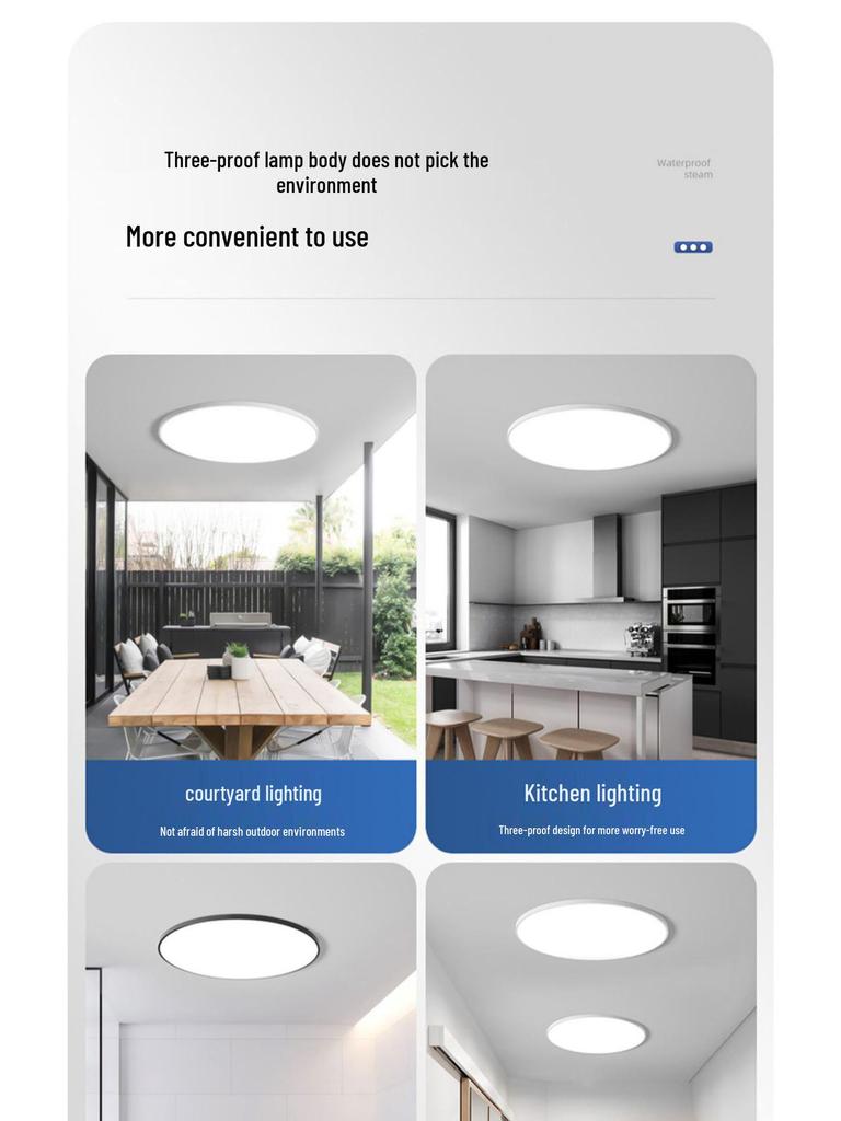 Plafonieră LED Ultra-Subțire Impermeabilă pentru Baie, Balcon, Dormitor, Bucătărie și Coridor
