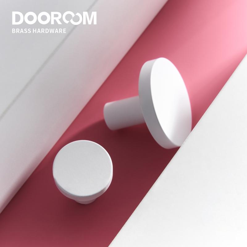 Dooroom Brass Matt White Round Cabinet Handles Wardrobe Drawer Knobs Kids' Room Indoor Kitchen Hallway Wall Clothes Hook
