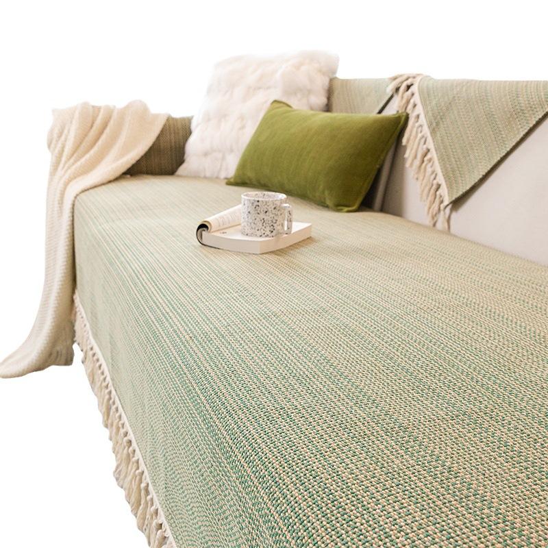 Cotton and Linen Sofa Cushion Four Seasons Universal Non-Slip Simple Striped Canvas Sleeve Cover Cushion Cover Cloth Nordic