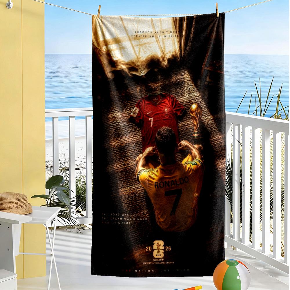 Cr7 Football Legend Beach Towel Quick-Dry Soft Microfiber Comfortable Lightweight Portable for Swimming,Beach,Camping, Travel, Beach Accessories,Gym